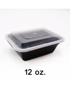 SR 12 oz.Rectangular Black Plastic Container Set (818) - 150/Case