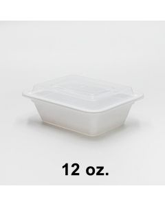 12 oz. 优质长方形白色塑料餐盒套装 (818) - 150套/箱