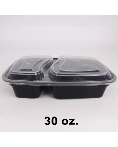 SR 30 oz. Rectangular Black Plastic 2 Comp. Container Set (8288) - 150/Case