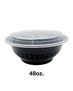 HT 48 oz. 圆形黑色塑料碗套装 (848) - 150套/箱
