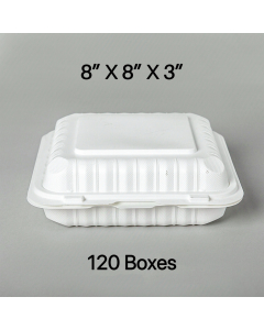[团购120箱] 正方形白色塑料三格环保餐盒 8