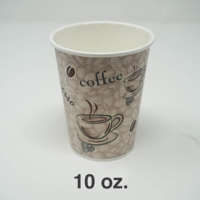 Printed White Paper Coffee Cup 10 oz. - 1000/Case