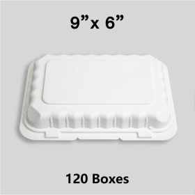 [Bulk 120 Cases] PP206 Rectangular White Plastic Hinged Food Container 9