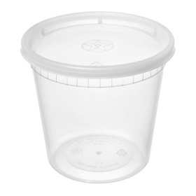 WY Round Clear Plastic Soup Container Set 24 oz. - 240/Case