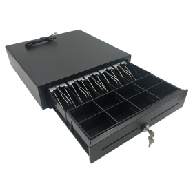 Black Steel Cash Drawer, 5 Bills/8 Coins