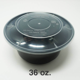 AHD 36 oz. Round Black Plastic Bowl Base 8340 (Not Combo) - 200/Case