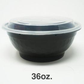 [团购25箱] FH 36 oz. 圆形黑色塑料碗套装 - 150套/箱
