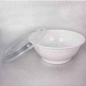 FH 36 oz. Round White Plastic Deli Container With Clear Dome Lid - 150/Case