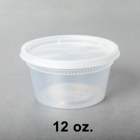 [Bulk 16 Cases] 12 oz. Round Clear Plastic Soup Container Set - 240/Case