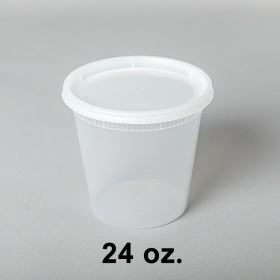 [团购16箱] 24 oz. 圆形透明汤盒套装 - 240套/箱