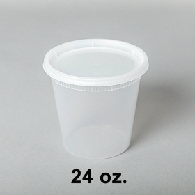 24 oz. Round Clear Plastic Soup Container Set - 240/Case