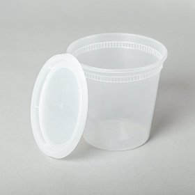 24 oz. Round Clear Plastic Soup Container Set - 240/Case