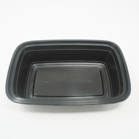 SD 32oz. Rectangular Black Plastic Food Container Set - 150/Case