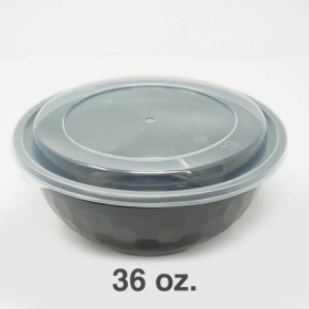 SD 36 oz. 圆形黑色塑料碗套装 (036) - 150套/箱
