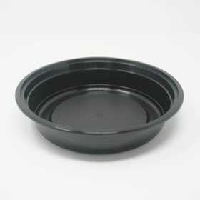 SD 24oz. Round Black Plastic Food Container Set (723) - 150/Case