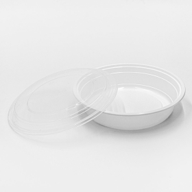 SD 24oz. 圆形白色塑料餐盒套装 (723) - 150套/箱