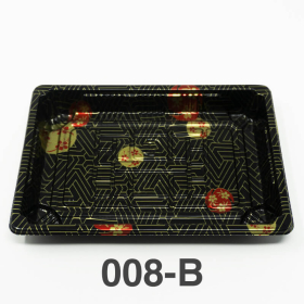 008-B Rectangular Black Plastic Sushi Tray Container Base (Not Combo) 6 1/2