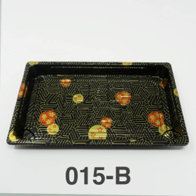 015-B Rectangular Black Plastic Sushi Tray Container Base (Not Combo) 8 1/2