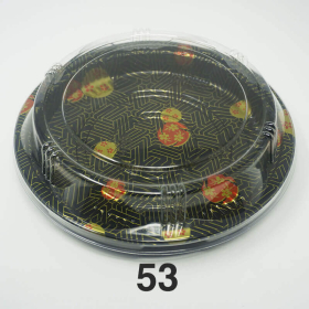 53 Round Flower Pattern Plastic Party Tray Set 9 1/2