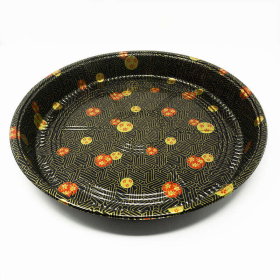 61 Round Flower Pattern Plastic Party Tray Set 11 1/4