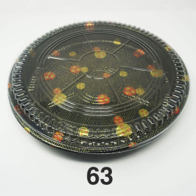 63 Round Flower Pattern Plastic Party Tray Set 12 3/4