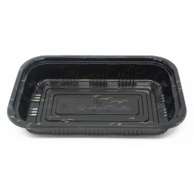 815 Rectangular Black Plastic Lunch Box Set 8