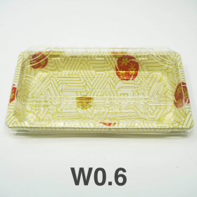 W0.6 Rectangular White Plastic Sushi Tray Container Set 6 3/8