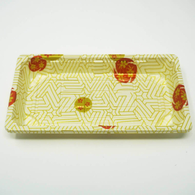 W0.6 Rectangular White Plastic Sushi Tray Container Set 6 3/8
