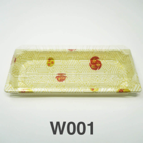 W001 长方形白色塑料寿司盘套装 8 3/4