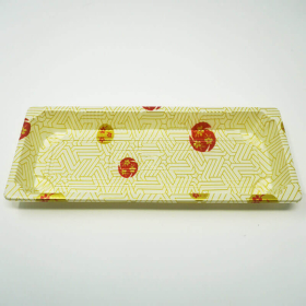 W001 Rectangular White Plastic Sushi Tray Container Set 8 3/4