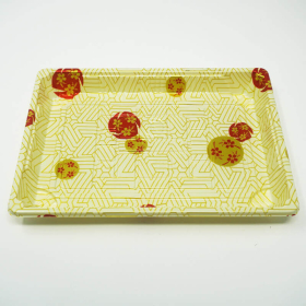 W010 Rectangular White Plastic Sushi Tray Container Set 7 3/8