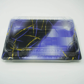 TZ 010WLF-B Rectangular Blue Plastic Sushi Tray Container Base (Not Combo) 7 3/8