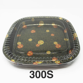 300S Square Flower Pattern Plastic Party Tray Set 13 3/8