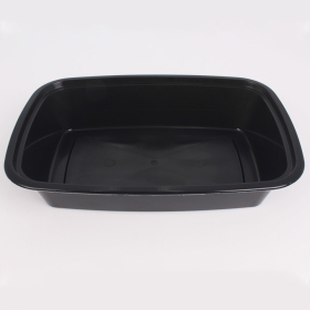 24 oz. Rectangular Premium Black Plastic Container Set - 150/Case