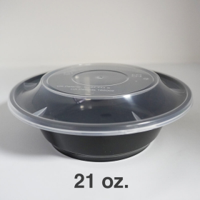 7寸 21 oz. AHD007 圆形黑色塑料餐盒套装 (723) - 150套/箱