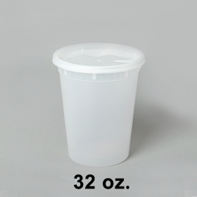 [Bulk 16 Cases] 32 oz. Round Clear Plastic Soup Container Set - 240/Case