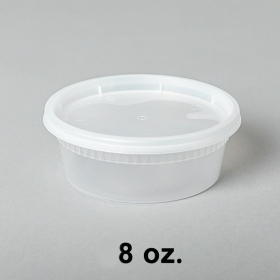 [Bulk 16 Cases] 8 oz. Round Clear Plastic Soup Container Set - 240/Case