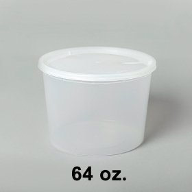 [Bulk 14 Cases] HT 64 oz. Round Clear Plastic Soup Container Set - 120/Case