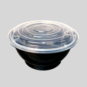 50 oz. Round Black Plastic Food Container Set w/ insert - 90/Case