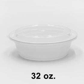 [Bulk 30 Cases] Round White Plastic Container Set 32 oz. (729) - 150/Case
