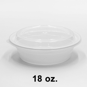 SW 18 oz. 圆形白色塑料餐盒套装 (618/018) - 150套/箱