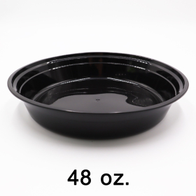 Round Black Plastic Container Set 48 oz. (948) - 150/Case