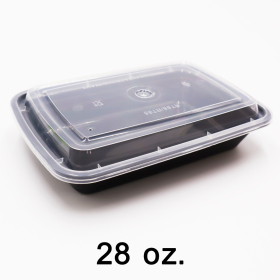 RT Rectangular Black Plastic Container Set 28 oz. (868) - 150/Case