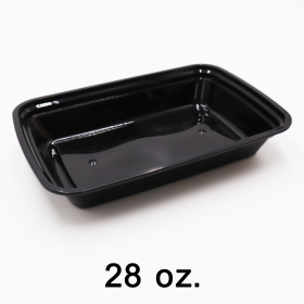 RT Rectangular Black Plastic Container Set 28 oz. (868) - 150/Case