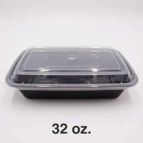 RT Rectangular Black Plastic Container Set 32 oz. (878) - 150/Case