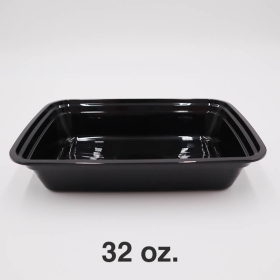 RT Rectangular Black Plastic Container Set 32 oz. (878) - 150/Case