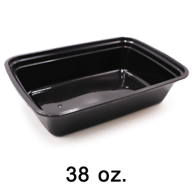 38 oz Rectangular Black Plastic Container Set (888) - 150/Case