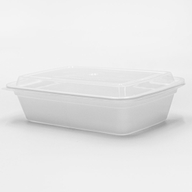 38 oz. 长方形白色塑料餐盒套装 (888) - 150套/箱