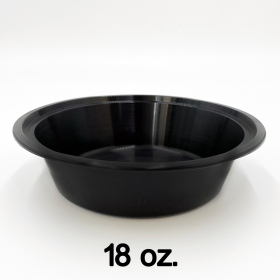 18 oz. （6寸）圆形黑色塑料餐盒套装 (018)- 150套/箱