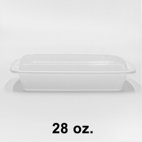 [Bulk 30 Cases] 28 oz. Rectangular White Plastic Container Set (868) - 150/Case